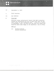 Memorandum from Ayn Robbins to Rick Isaacson