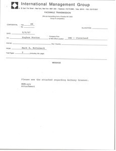 Fax from Mark H. McCormack to Hughes Norton