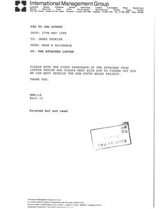 Fax from Mark H. McCormack to James Erskine