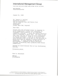 Letter from Mark H. McCormack to Robert E. McCowen