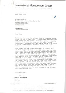 Letter from Mark H. McCormack to Marc Hodler