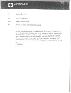 Memorandum from Mark H. McCormack to Laurie Roggenburk