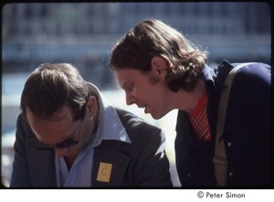 MUSE concert and rally: Sam Lovejoy with an unidentified man at the No Nukes rally