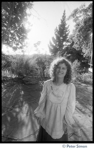 Usha (Cathy Brown): portrait on a flagstone patio