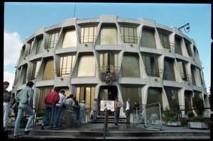 Line of people waiting to enter the United States embassy, Dublin