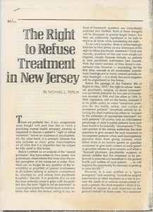 The right to refuse treatment in New Jersey
