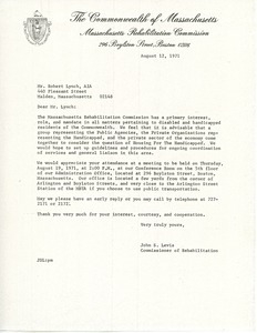 Letter from John S. Levis to Robert Lynch