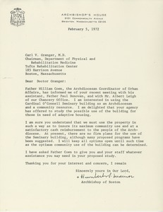 Letter from Humberto S. Medeiros to Carl V. Granger