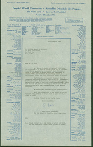 Letter from Peoples' World Convention to W. E. B. Du Bois