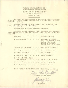 NAACP Minutes of the meeting of the Board of Directors