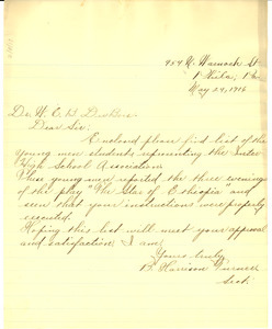 Letter from B. Harrison Turner to W. E. B. Du Bois