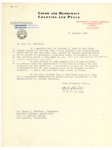 Letter from W. E. B. Du Bois to National Medical Association