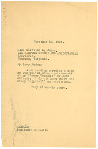Letter from W. E. B. Du Bois to Hampton Normal and Agricultural Institute