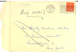 Envelope from Carlton Moss to Shirley Du Bois