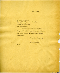 Letter from W. E. B. Du Bois to Edgar T. Thompson