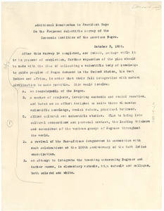 Additional memorandum to President Hope on the proposed scientific survey of the economic condition of the American negro