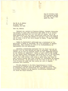 Letter from Emma W. Brown to W. E. B. Du Bois