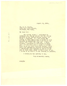 Letter from W. E. B. Du Bois to C. D. Jacobs