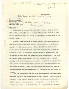 Letter from United States Secretary of War to W. E. B. Du Bois