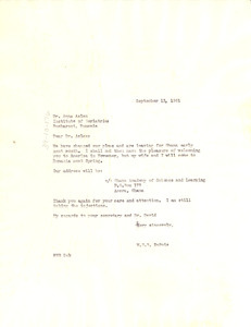 Letter from W. E. B. Du Bois to Anna Aslan