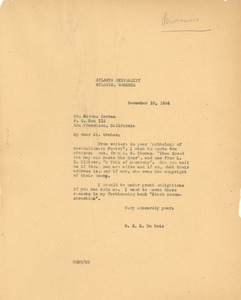 Letter from W. E. B. Du Bois to Marcus Graham