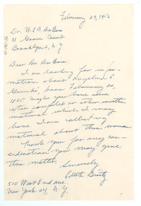 Letter from Edith Benitz to W. E. B. Du Bois
