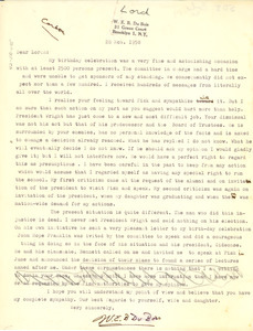 Letter from W. E. B. Du Bois to Lee Lorch
