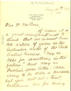 Letter from Birth Control Review to W. E. B. Du Bois