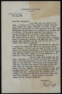 Letter from Paul Engle to Clara M. Langland