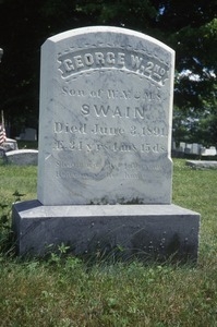 Smith Meetinghouse Cemetery (Gilmanton, N.H.) gravestone: Swain, George (d. 1891)
