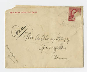 Envelope for letter to Amos Alonzo Stagg from the New York Athletic Club not dated