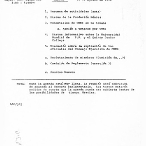 Agenda for meeting of the Hispanic Committee on Higher Education of Boston on August 19, 1982