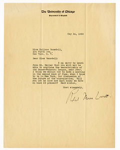 Letter from Robert Morss Lovett to Hollace Ransdell, May 24, 1929