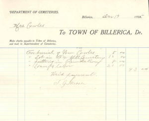 Cemetery receipt, 1905 December 19