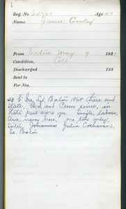 Tewksbury Almshouse Intake Record: Crowley, James