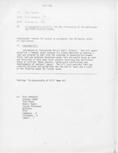 Memo #48, Co-Sponsorship of Bills: for the information of the Washington and Fifth District staffs