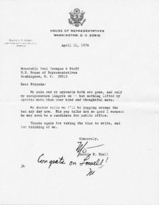Letter to Paul Tsongas and Staff from Morris K. Udall
