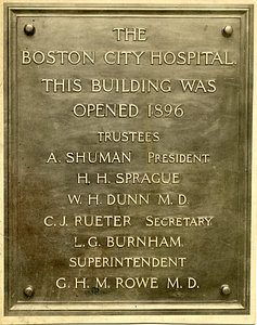 [The Boston City Hospital, this building was opened 1896]