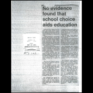 No evidence found that school choice aids education.