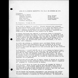 Acta de la reunion emergencia del dia 6 de Octubre de 1971.