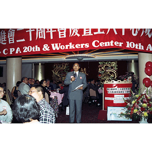 Man speaks at Chinese Progressive Association's 20th Anniversary Celebration