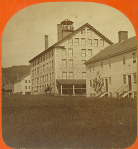 Stereograph of an office building, living quarters, and infimary, Shaker Village, Enfield, N.H., undated