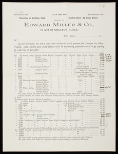 Circular, Edward Miller & Co., 10 and 12 College Place, New York, New York