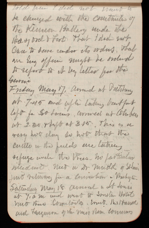 Thomas Lincoln Casey Notebook, April 1888-May 1889, 80, told him I did not want to