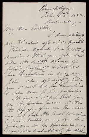 Abby [Pearce Casey Hunt] to Thomas Lincoln Casey, February 1, 1882