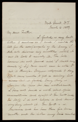 Thomas Lincoln Casey to General Silas Casey, March 4, 1859