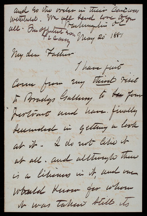Thomas Lincoln Casey to General Silas Casey, May 20, 1881