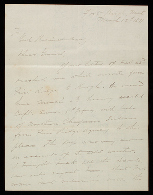 Robert [Illegible] to Thomas Lincoln Casey, March 12, 1891