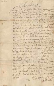 Letter from Charles II to John Leverett (written by Williamson), 22 August 1676