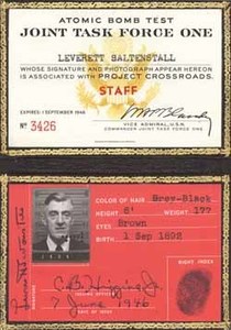 Identification of Leverett Saltonstall for Project Crossroads, Atomic Bomb Test Joint Task Force 1